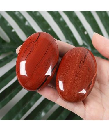 XIANNVXI 2.4 Red Jasper Worry Stones | Natural Polished Gemstone for Massage & Reiki | International Shipping Available - Buy Online on GoSupps.com
