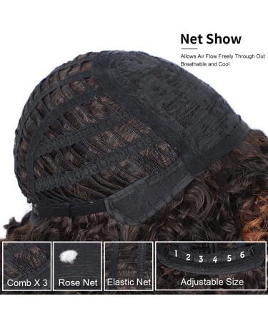Afro Curly Wig with Bangs - Dark Brown Shoulder Length Synthetic Kinky Curly Wig for Black Women - Buy Online on GoSupps.com