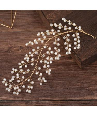 LALAFINA Womens Hair Accessories Gold Leaf Hair Clip Bridal Pearl Hair Vintage Leaves Wedding Barrettes Headpiece for Women Girls Womens Headbands - Buy Online on GoSupps.com