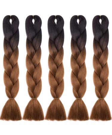 SEGO 5 Pieces Ombre Braiding Hair Extensions - 24 Black & Brown Crochet 2 Tones | International Shipping - Buy Online on GoSupps.com