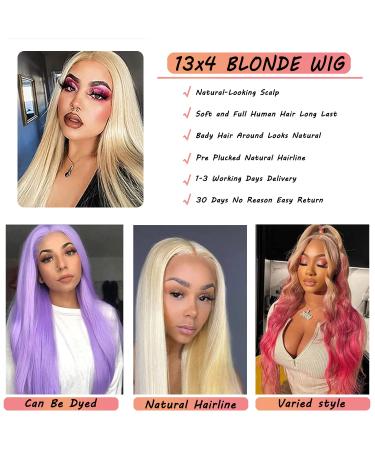 BARROKO 613 Blonde Lace Front Wig Human Hair 24 Inch - Pre Plucked Straight 13x4 Frontal Wig with Baby Hair | 180% Density - Buy Online on GoSupps.com