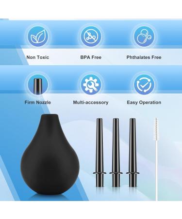 Enema Douche Bulb Kit 225ml Reusable Anal Douche Kit Boilable Vaginal Wash Tool Easy to Use and Clean Colon Cleansing Bottle for Women Men with 3 Nozzles 1 Cleaning Brush and Storage Bag-(Black) 225ml Black - Buy Online on GoSupps.com
