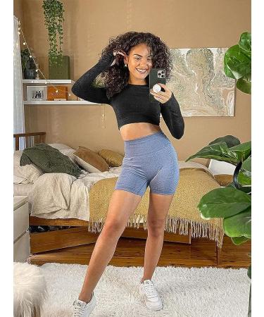 Stylishine Seamless Long Sleeve Crop Top | Black | Small | Yoga Athletic Shirt - Buy Online on GoSupps.com