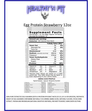 Healthy N Fit 100% Egg Protein - Strawberry (12oz) | Zero Carb, Keto & Paleo Friendly Egg White Protein - Buy Online on GoSupps.com