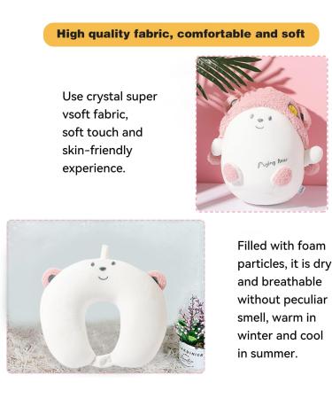 JOYRAVO Kids Travel Pillow - 2-in-1 Deformable Neck Pillow with Cute Pink Flying Bear Design for Comfortable Sleep and Play on Airplanes and Road Trips - Buy Online on GoSupps.com