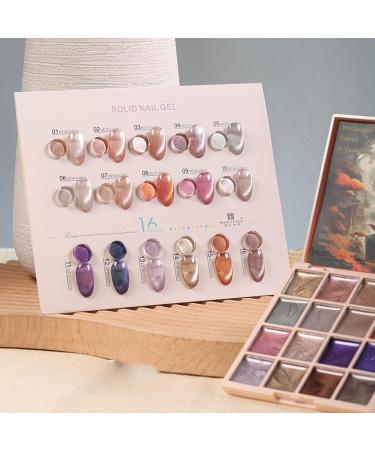  G n rique Solid Gel Nail Polish Palette - Magnetic Colors Shimmering Finish | 16 Shades Semi-Permanent Paint Set Used During Elegant Manicure Artistic Creations and - Buy Online on GoSupps.com