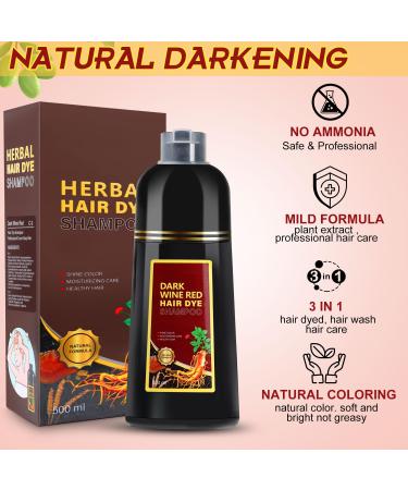 Buy 3-in-1 Herbal Hair Dye Shampoo for Grey Coverage - Dark Burgundy 16.9fl oz | Best for Men & Women - International Shipping Available - Buy Online on GoSupps.com