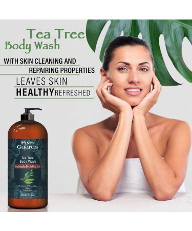 Tea Tree Oil Body Wash with Mint - 16 fl oz - Removes Body Odor - Botanical Shower Gel Soap for Women & Men with Oregano, Rosemary, Cinnamon Oil - Buy Online on GoSupps.com