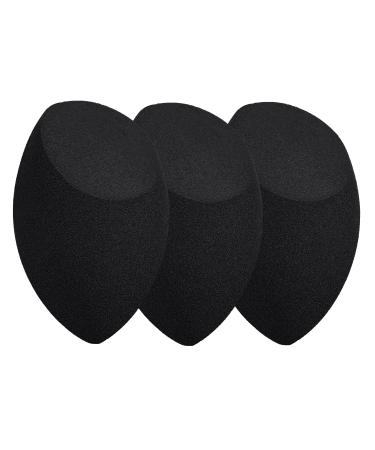 Beauty Blenders Larbois 3-Pack Make up Foundation Sponges Non Latex Professional Blending Sponge Set for Liquids Concealer and Cream (Black+Black+Black) the Black+Black+Black
