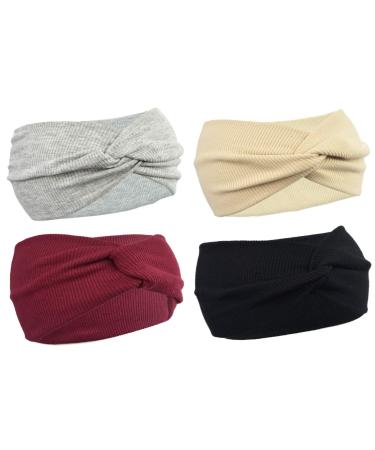 DRESHOW 1950's Vintage Style Elastic Women Turban Headbands - 4 Pack Cute Hair Band Accessories with Cross Ribbing Lycra for a Modern Twist - Buy Online on GoSupps.com