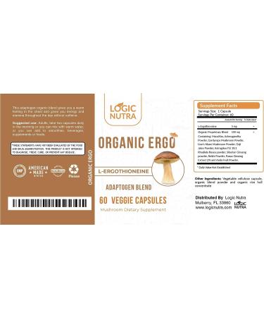 Organic L-Ergothioneine Plus Mushroom Blend Supplement - Longevity & Immune Support - 60 Veggie Caps - Buy Online on GoSupps.com