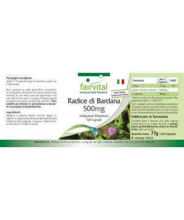 Fairvital | Burdock Root 500mg with Zinc - 120 Vegan Highly Dosed Capsule - Buy Online on GoSupps.com