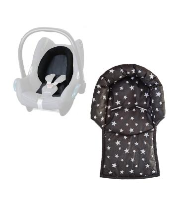 Aveanit Compatible with Maxi Cosi Baby Infant Car Seat Travel Neck Head Support Pillow Hugger Universal (Black - White Stars Cotton)