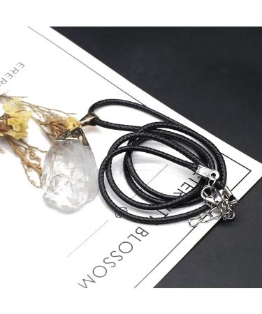 1pcs Irregular Natural Clear Quartz Stone Pendant Necklaces Rope Chains Crystals Raw Stone Necklace for Women Jewelry 15X42mm Full of Texture (Color : G) - Buy Online on GoSupps.com