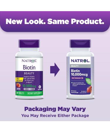 Natrol Vitamin B-12 5000mcg 200 Tablets & Biotin 10000mcg 60 Tablets for Cellular Energy Healthy Nervous System Hair Skin and Nails - Buy Online on GoSupps.com