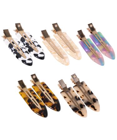 HAYHOI 10PCS No Bend Hair Clips Acrylic Resin Flat Clip No Crease Curl Small Pin Hair Barrette Bang Tool for Makeup-Hairstyle Accessories for Women Girls Gifts Leopard White Black 1A