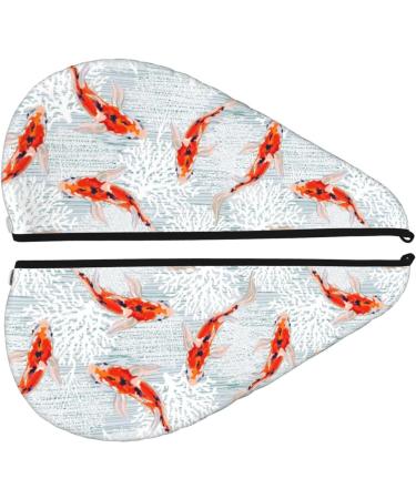 Super Absorbent Koi Fish Coral Velvet Microfiber Hair Towel Wrap for Women - Quick Dry Hair Cap for Long Curly & Thick Hair - Buy Online on GoSupps.com