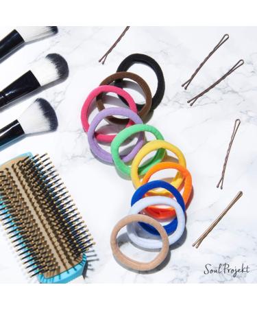 Soul Project Hair Ties - 50 Pack No Metal Elastic Bands for All Hair Types Perfect for Ponytails Buns School Gym & Work | Multi-Color 8mm Hair Accessories for Girls & Women - Buy Online on GoSupps.com