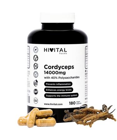 Cordyceps 14000 mg. 180 vegan capsules for 3 months. Cordyceps Sinensis CS-4 with 40% polysaccharides. Natural Cordyceps Mushroom Extract to improve energy and reduce fatigue.