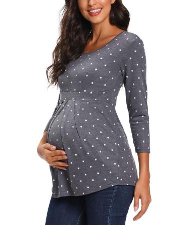 Love2Mi Maternity Short Sleeve Tunic - Summer Pregnancy Top (S, Flower45-l) - Buy Online on GoSupps.com
