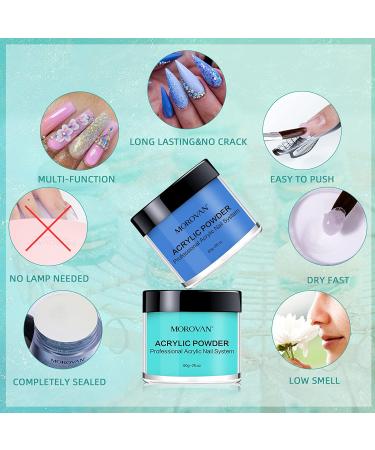Morovan 4 Colors Acrylic Powder Set - Professional Nail Large Acrylic Powder 2oz for Nail Extension & 3D Art - Purple Blue Red Cyan - Buy Online on GoSupps.com
