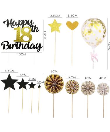 24pcs Black Gold Cake Decoration Set 18 Birthday Decoration Cake Top Hat Happy Birthday Cake Plug-in Black Gold Birthday Party Flag - Buy Online on GoSupps.com