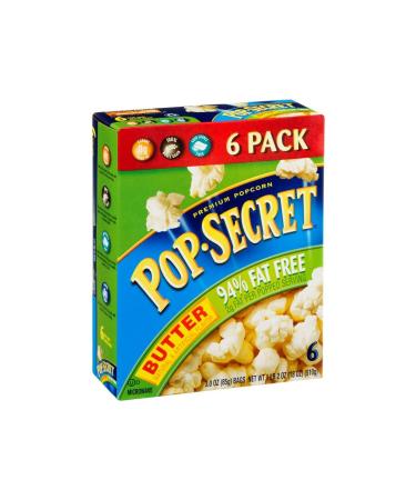 Pop Secret 94% Fat Free Butter Popcorn, 3.0 Oz - 6 Count (Pack of 1) 94% Fat Free Butter 3 Ounce (Pack of 6) Standard Packaging