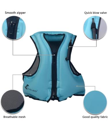 OMOUBOI Inflatable Snorkel Vest for Adults - Blue | Buoyancy Jacket for Kayaking, Swimming & Snorkeling | Portable Diving Gear | 96-220 lbs - Buy Online on GoSupps.com