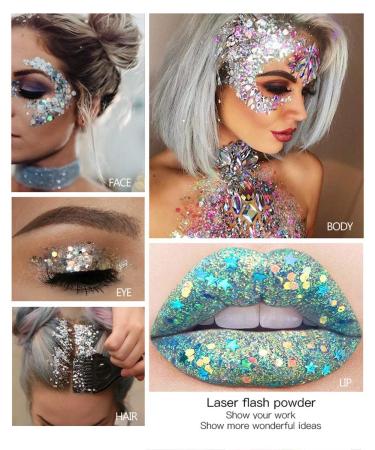 GL-TURELIFES Mermaid Chunky Glitter Gel - Long Lasting Festival Makeup for Face Hair & Nails - 30g Silver Glitter Cosmetic - Buy Online on GoSupps.com