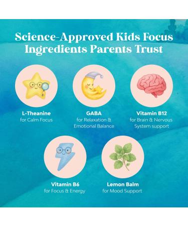 Kids Focus Gummies - Nootropics Brain Support Supplement for Kids with Green Tea Extract B6 & B12 Vitamins for Memory and Brain Focus - Herbal Concentration Chews for Children - 90 Count 90 Count (Pack of 1) - Buy Online on GoSupps.com