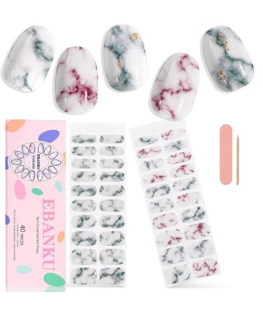 EBANKU 40 PCS Gel Nail Strips Gel Nail Strips Full Wraps Adhesive Gel Nail Stickers with Nail File and Stick(UV/LED Lamp Required) (3)