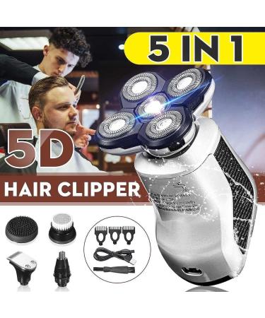 Buy 5 in 1 Rechargeable Bald Head Shaver for Men - Electric Shaver with Floating Heads Beard & Hair Trimmer Nose & Ear Razor Facial Brush - International Shipping Available - Buy Online on GoSupps.com