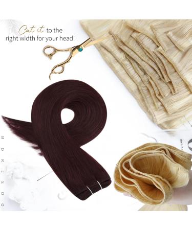 Moresoo Burgundy Red Human Hair Weft Extensions - 22 Inch 100g #99J | Sew-in Wine Red Real Human Hair - Pack of 1 - Buy Online on GoSupps.com