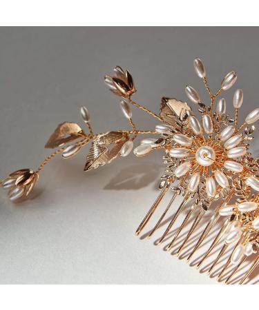 SWEETV Gold Wedding Hair Comb for Women - Pearl Bridal Hair Accessories - Buy Online on GoSupps.com