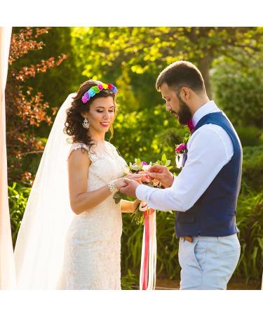 Floral Wedding crown PROUSKY Rose Flower Crown Hair Wreath Floral Headband Flower Hair Accessory Suitable for Wedding Parth Mother's Day Birthday Daily Wear Rainbow - Buy Online on GoSupps.com