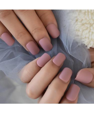 Dried Rose Matte Short Square Acrylic False Nails - 24pcs Set | International Shipping - Buy Online on GoSupps.com