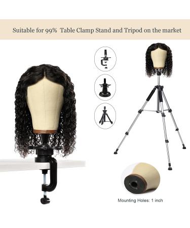 Wig Head Stand Mannequin | 23 Inch Cork Canvas Dome Block Head | Styling and Display Wigs with Stand | Brown - Buy Online on GoSupps.com
