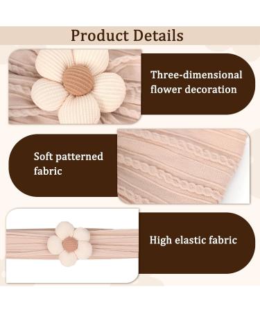 3pcs Baby Flower Headbands - Soft Nylon Hairbands for Newborns & Toddlers | Beige Pink Khaki Accessories - Buy Online on GoSupps.com