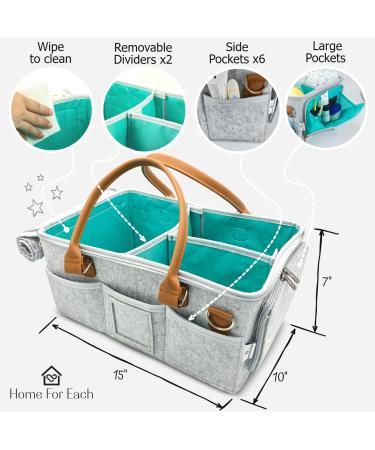 Portable Diaper Caddy Storage Bag | Roll Lid & Dividers | Nursery Organizer for Changing Table, Car & Travel | Grey Baby Caddy - Buy Online on GoSupps.com