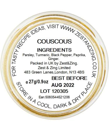 Couscous Spice Blend 27g - Premium Blends by ZEST & ZING | Fragrant and Fresh Spice Mix in Stackable Jar - Buy Online on GoSupps.com