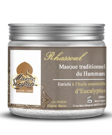 Maroc Argan Rhassoul clay enriched with eucalyptus - 100% natural purifying clay from Morocco - Skin and hair mask - 250g
