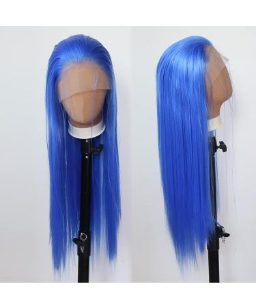 Blue Synthetic Lace Front Wig - Long Straight Hair for Black Women | Heat Resistant Fiber | Cosplay & Daily Wear - Buy Online on GoSupps.com