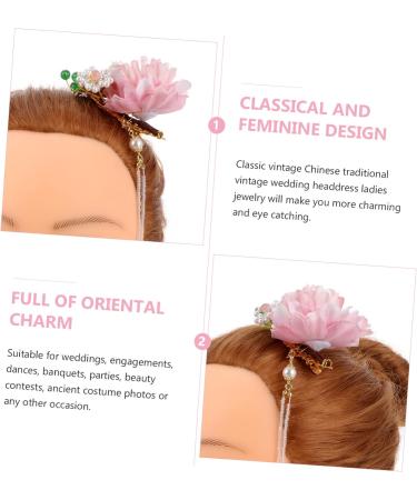 FRCOLOR Pearl Hair Clips peony silk flower hair wedding hair clips tassel hair Japanese Kimono Hair Pin rhinestone fringe Bridal Hair Clips polyester crystal bridesmaid Pearl Tassel - Buy Online on GoSupps.com