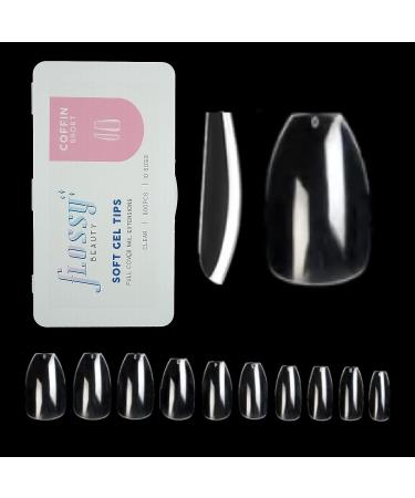 Flossy Soft Gel Coffin Shape Nail Tips - 600pcs Short Length Full Cover Pre-shaped Extensions for DIY False Nails - Buy Online on GoSupps.com