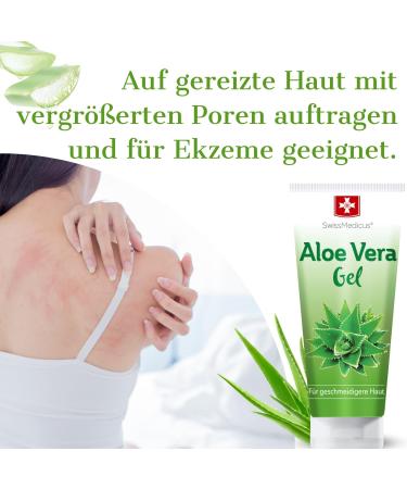 Swissmedicus Aloe Vera Gel 200ml - Natural Face Hair & Body Treatment for Sunburn Rashes - 100% Pure Aloe Vera Juice - Buy Online on GoSupps.com