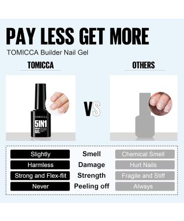 TOMICCA 5 in 1 Builder Nail Gel - Clear 15ML | Strengthening & Repair Gel for Hard Nails Tips & Extensions - Nail Art Decoration - Buy Online on GoSupps.com