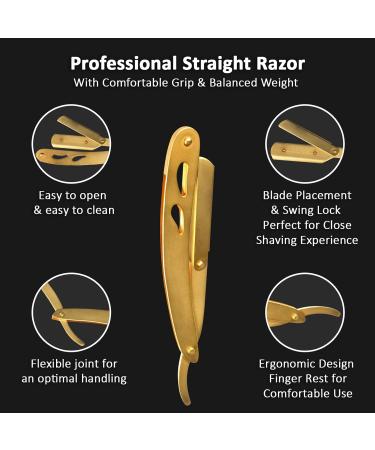 Professional Straight Edge Razor for Men + 100-Pack Derby Blades | Single Blade Shaving Razor - Buy Online on GoSupps.com