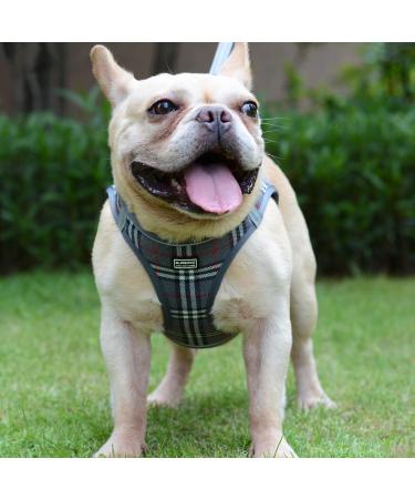 Suredoo Dog Harness for Small Dogs with Leash | Reflective Breathable Anti-Train Design | XS Gray Checkered - Perfect for Puppies & Medium Dogs - Buy Online on GoSupps.com
