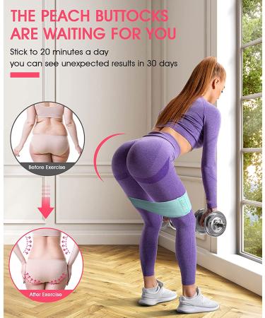 Booty & Legs Resistance Bands Set - Anti-Slip Fabric Stretch Bands for Women/Men - 3 Levels Green/Pink/Purple - Buy Online on GoSupps.com