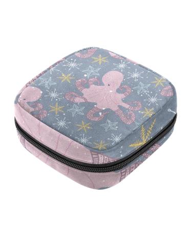 Women's napkin storage bag pink octopus star pattern menstrual cup portable women's bandages storage bags female menstruation first period bag